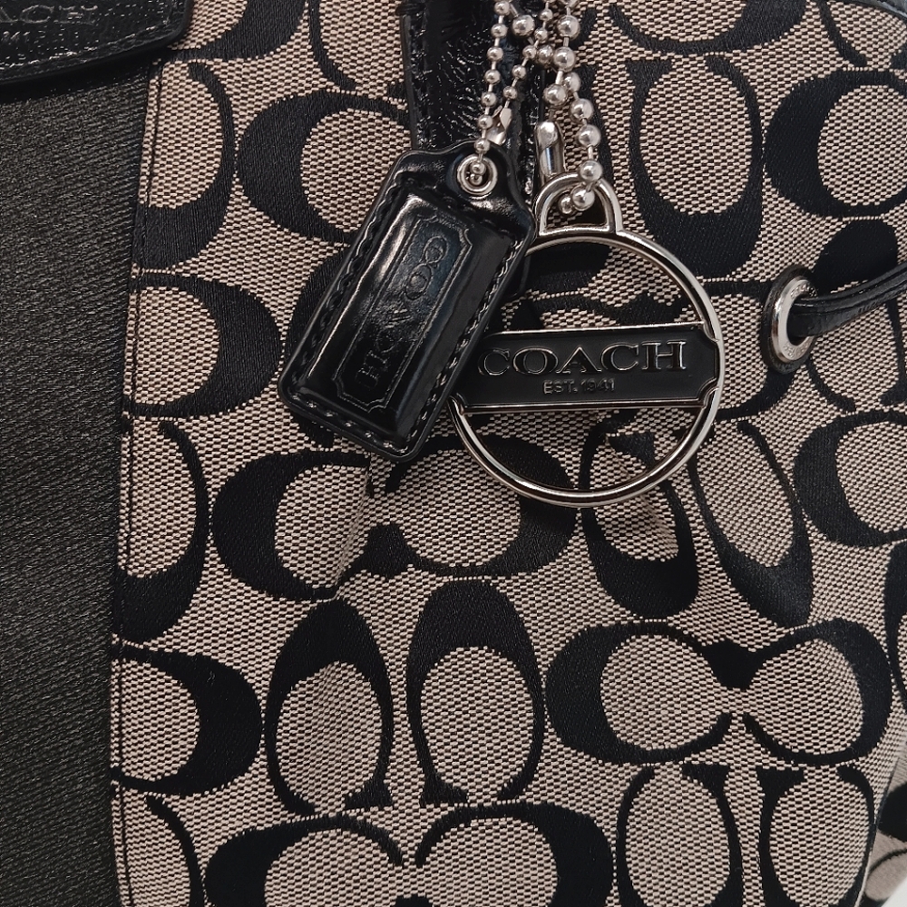 Coach Signature Monogram Stripe Canvas Devin Shou… - image 7